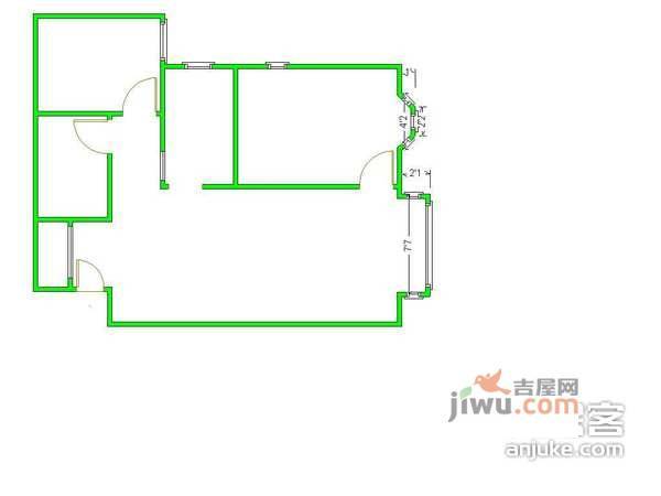 明月嘉园2室1厅1卫88㎡户型图