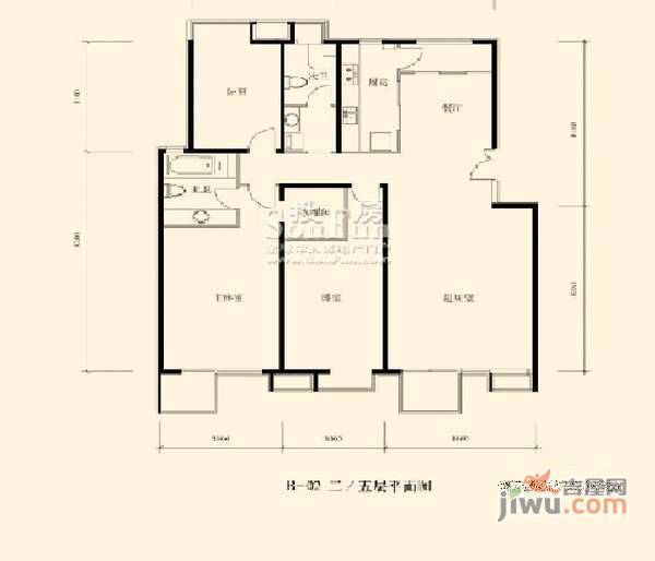 星河城五期3室2厅2卫150㎡户型图