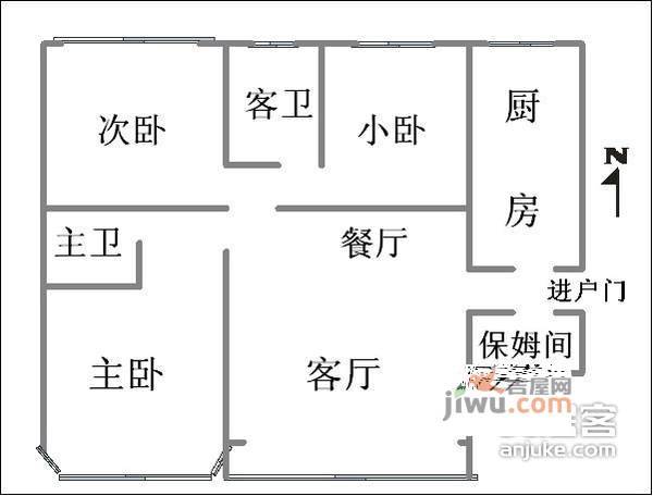 紫芳园二区3室2厅2卫490㎡户型图