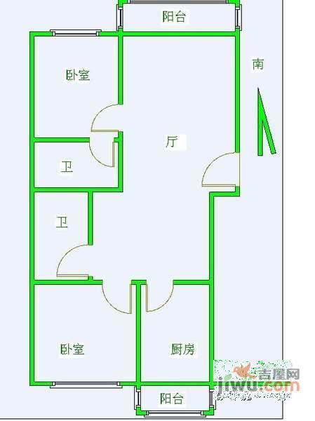 紫芳园二区2室2厅2卫141㎡户型图