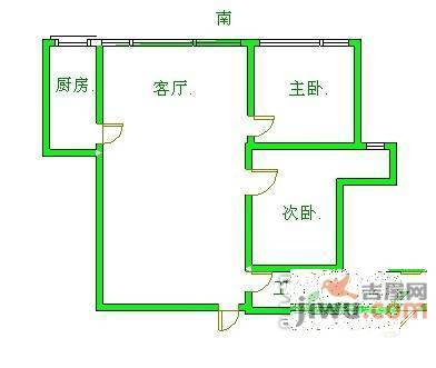 费城2室1厅1卫户型图