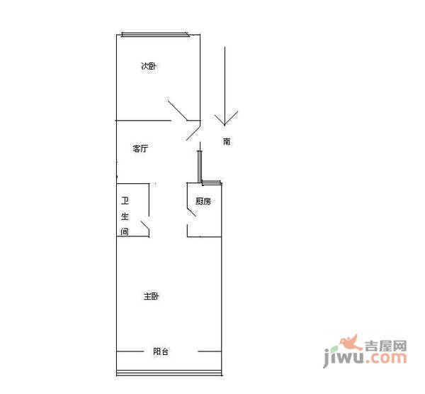 青塔西里4号院2室1厅1卫60㎡户型图