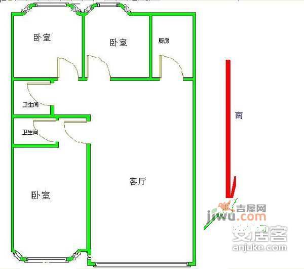 银海星月3室1厅2卫户型图