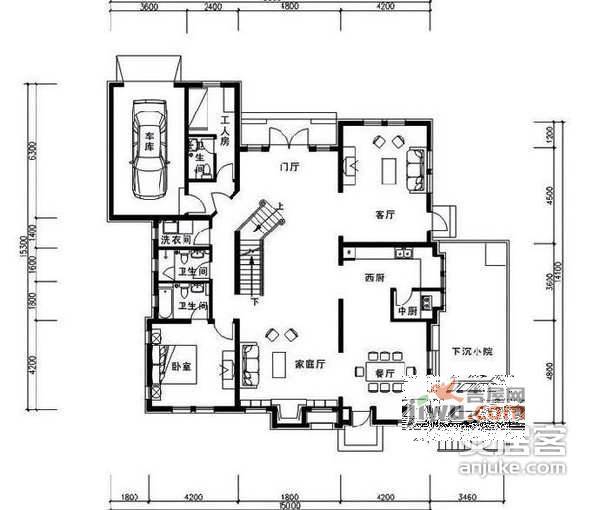 北京国际花园5室3厅3卫400㎡户型图