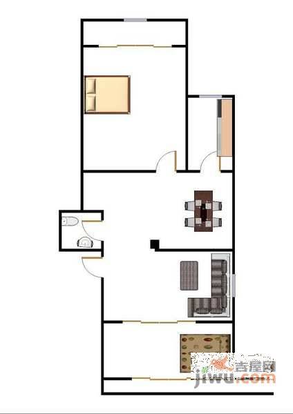 西陆名门小区2室1厅1卫100㎡户型图