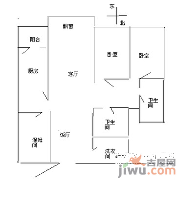 怡海花园恒丰园2室2厅2卫133㎡户型图