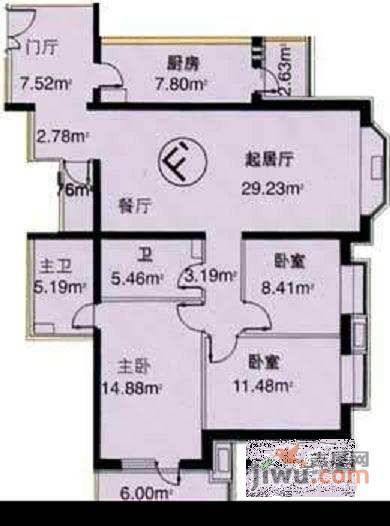 怡海花园恒丰园3室2厅2卫264㎡户型图