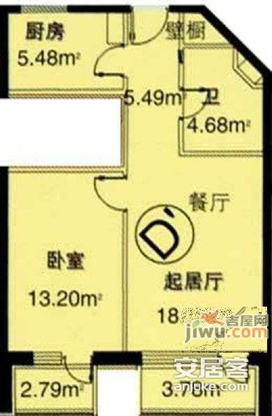 怡海花园恒丰园1室1厅1卫78㎡户型图