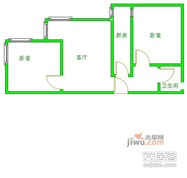 怡海花园富润园2室1厅1卫105㎡户型图