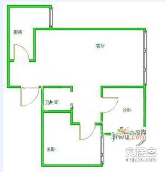 南极星2室1厅1卫90㎡户型图