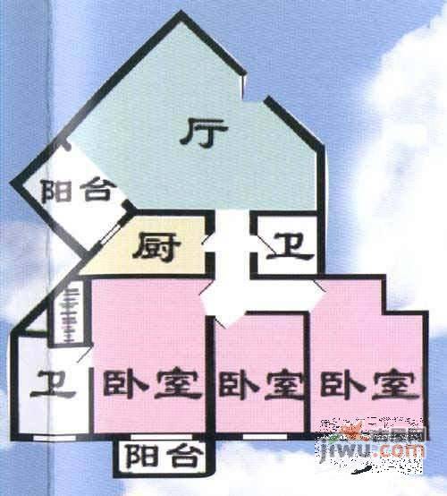 新城市经典3室1厅2卫108㎡户型图