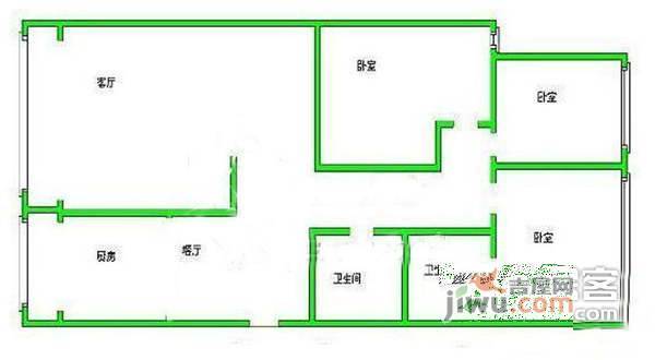 创业者公寓3室2厅2卫户型图