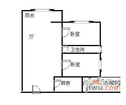 创业者公寓2室1厅1卫户型图