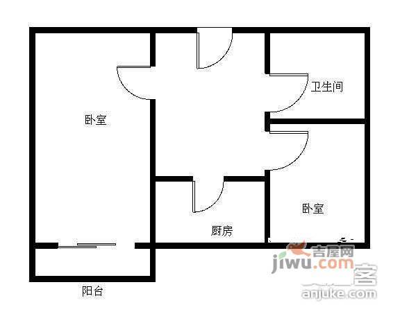 北大地二里2室1厅1卫140㎡户型图