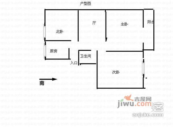 保温段住宅小区3室1厅1卫85㎡户型图