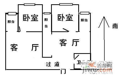 福顺里小区2室2厅1卫103㎡户型图