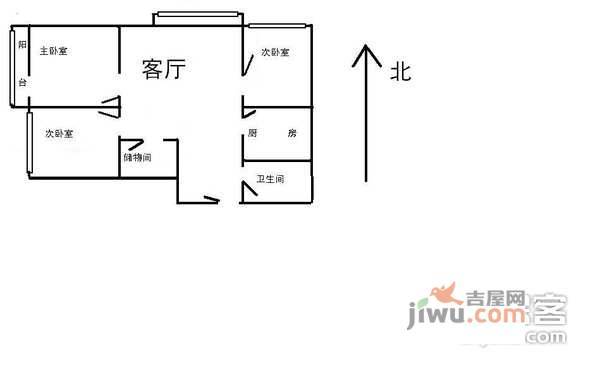 福顺里小区3室1厅1卫87㎡户型图