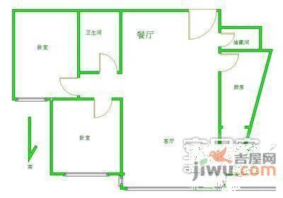 庄维三期2室2厅1卫94㎡户型图