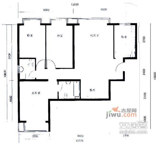 庄维三期3室2厅2卫131㎡户型图