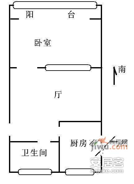 石榴庄小区1室1厅1卫42㎡户型图