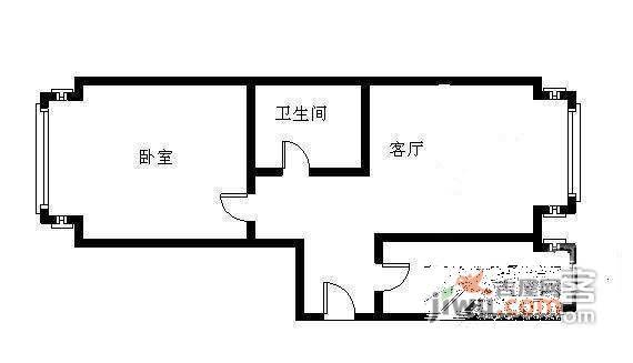 阳光左右间一区1室1厅1卫65㎡户型图