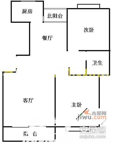 高庄小区2室1厅1卫57㎡户型图