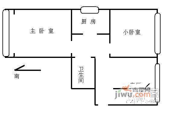 南顶小区2室1厅1卫70㎡户型图