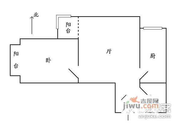 裕隆园1室1厅1卫户型图