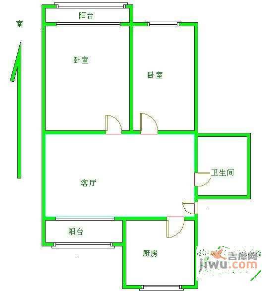 建欣苑小区2室1厅1卫89㎡户型图