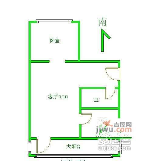 建欣苑小区1室1厅1卫55㎡户型图