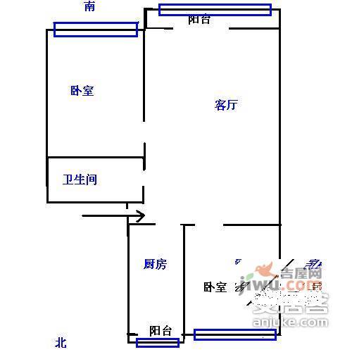 建欣苑五里2室2厅1卫88㎡户型图