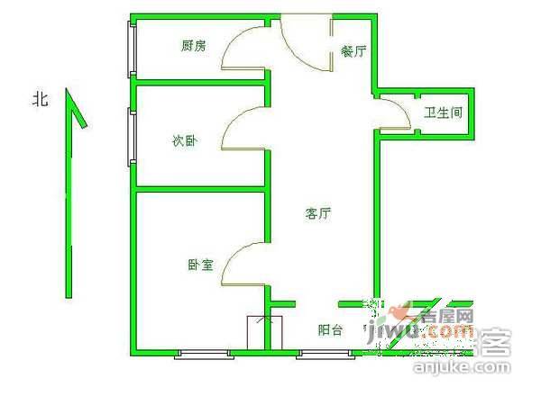 建欣苑五里2室1厅1卫102㎡户型图