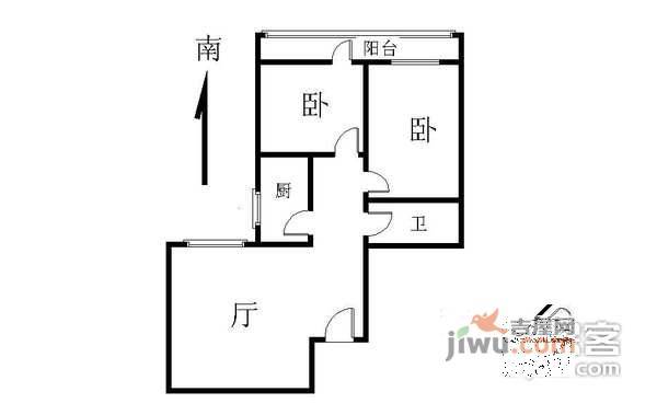 华芳园3室1厅1卫100㎡户型图