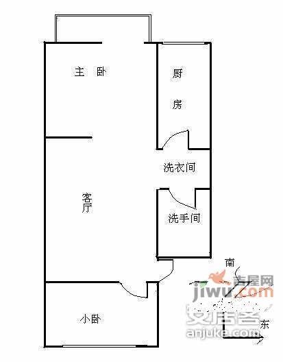 苇子坑22号院2室1厅1卫60㎡户型图