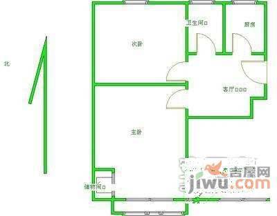 苇子坑2室1厅1卫52㎡户型图