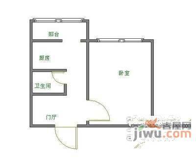 苇子坑2室1厅1卫52㎡户型图