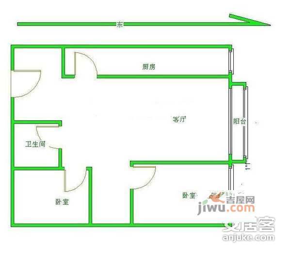 四方景园2室1厅1卫113㎡户型图