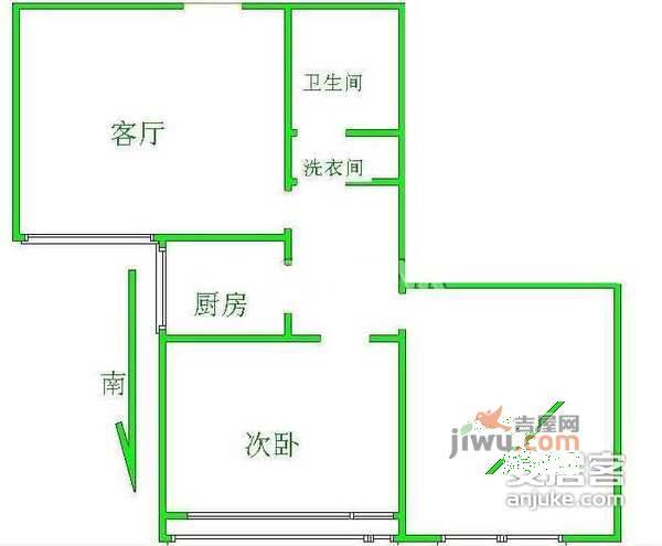 四方景园2室1厅1卫113㎡户型图