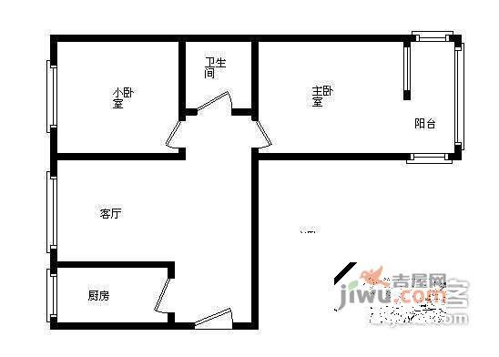 横七条3号小区2室1厅1卫55㎡户型图