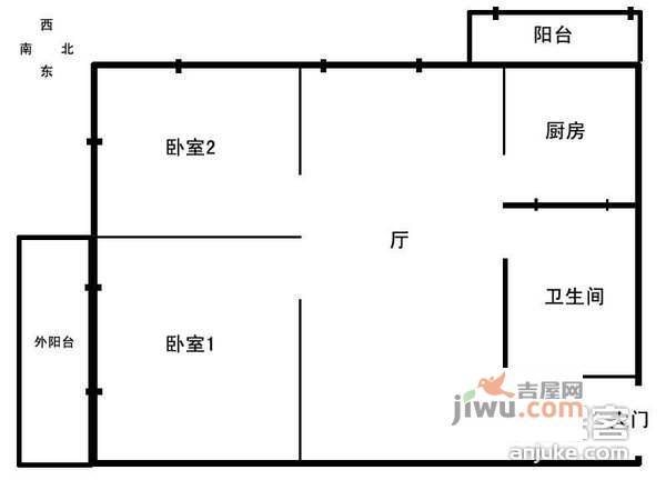 金兴苑2室1厅1卫98㎡户型图