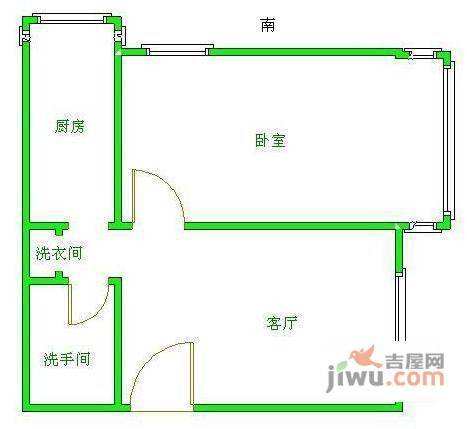 横七条44号院1室1厅1卫60㎡户型图