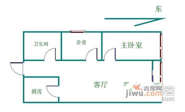 金融苑2室1厅1卫户型图