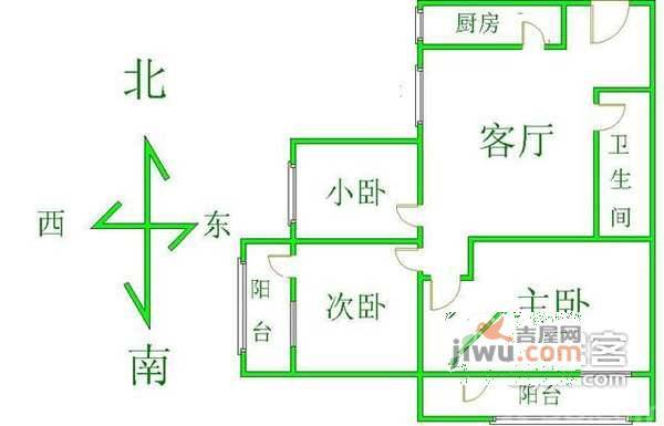 一栋苑3室1厅1卫户型图