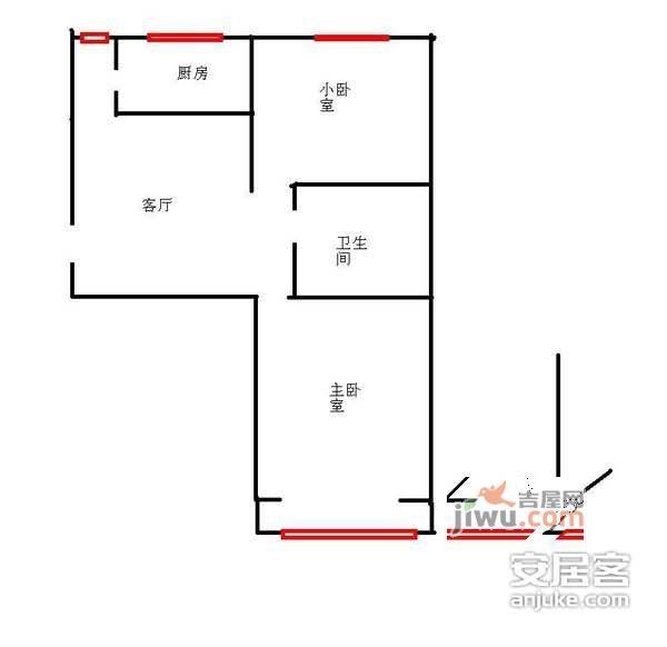 横五条2室1厅1卫户型图