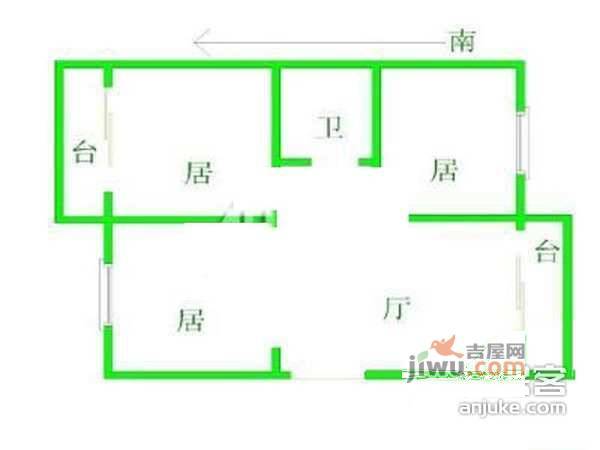 南三环中路华体物业2室2厅1卫86㎡户型图