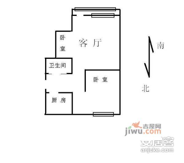 蒲黄榆路7号楼1室1厅1卫40㎡户型图