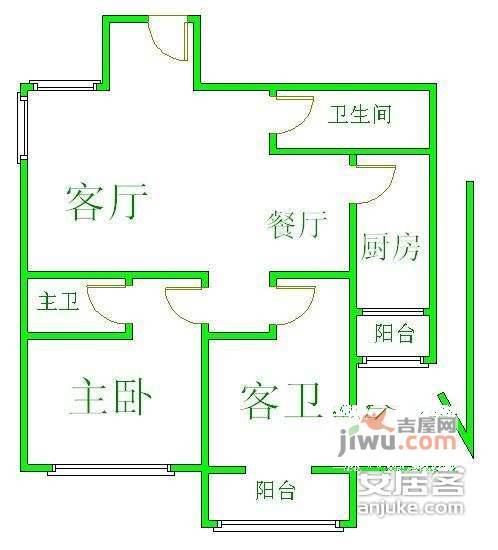 筑梦园2室2厅2卫123㎡户型图