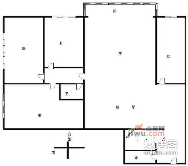 城市印象3室2厅2卫140㎡户型图