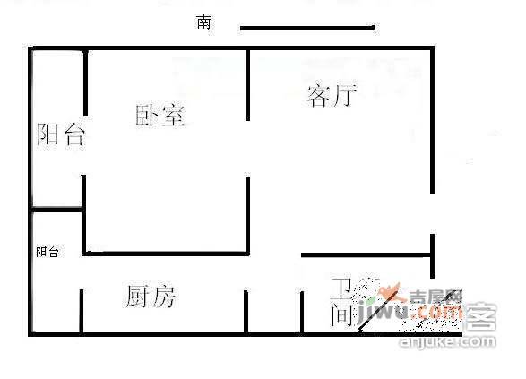 石榴园2室1厅1卫68㎡户型图