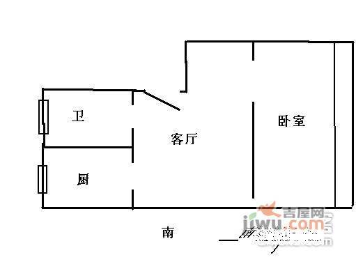 石榴园2室1厅1卫68㎡户型图